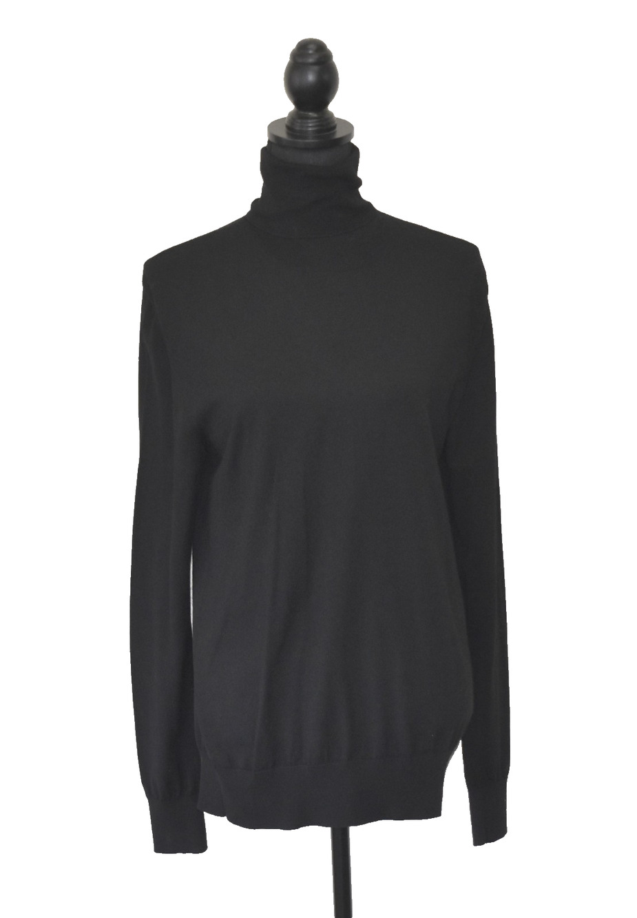 F5 Auth MONCLER Ciclista Tricot Black Wool Knit Turtle Neck Long Sweater Size M
